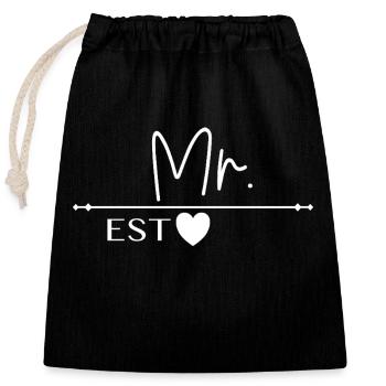 Mr. Wedding Cool T-Shirt and Accessories - Closable cotton gift bag (25x30cm) - black - Front