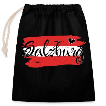 Flag Austria Salzburg - Closable cotton gift bag (25x30cm) - black - Front