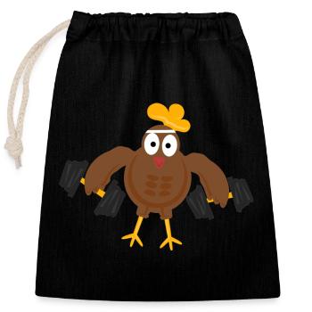 Huhn lustiges gym - Verschließbarer Geschenkbeutel aus Baumwolle (25x30cm) - Schwarz - Vorne