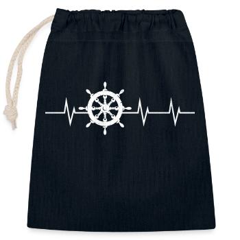 Heartbeat of the Captain - Verschließbarer Geschenkbeutel aus Baumwolle (25x30cm) - Navy - Vorne