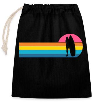 Surfergirl Surferin - Verschließbarer Geschenkbeutel aus Baumwolle (25x30cm) - Schwarz - Vorne