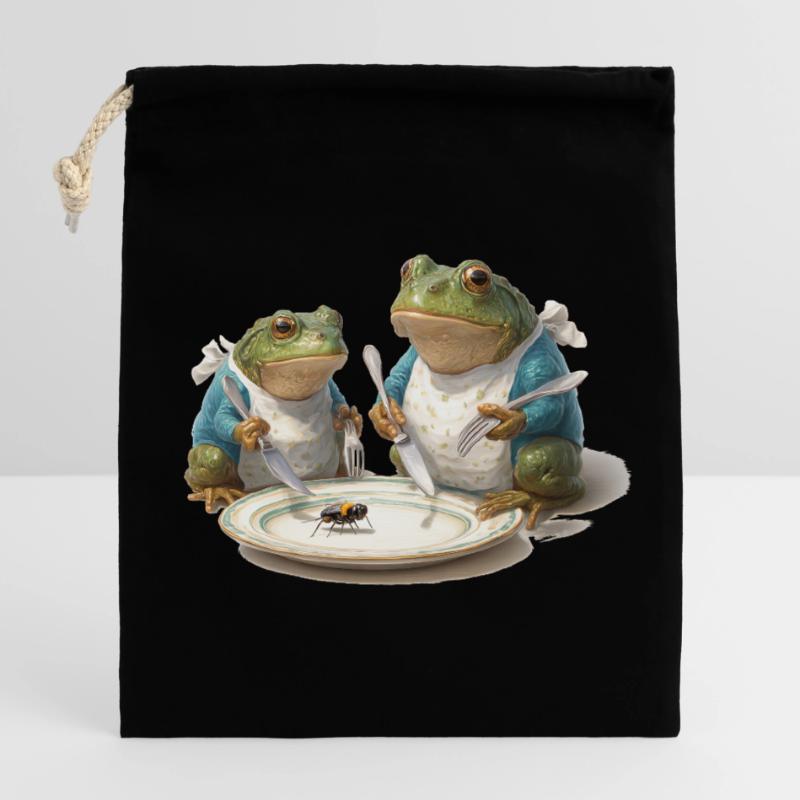 Frog Dinner: Fly on a Plate Closable cotton gift bag (25x30cm)