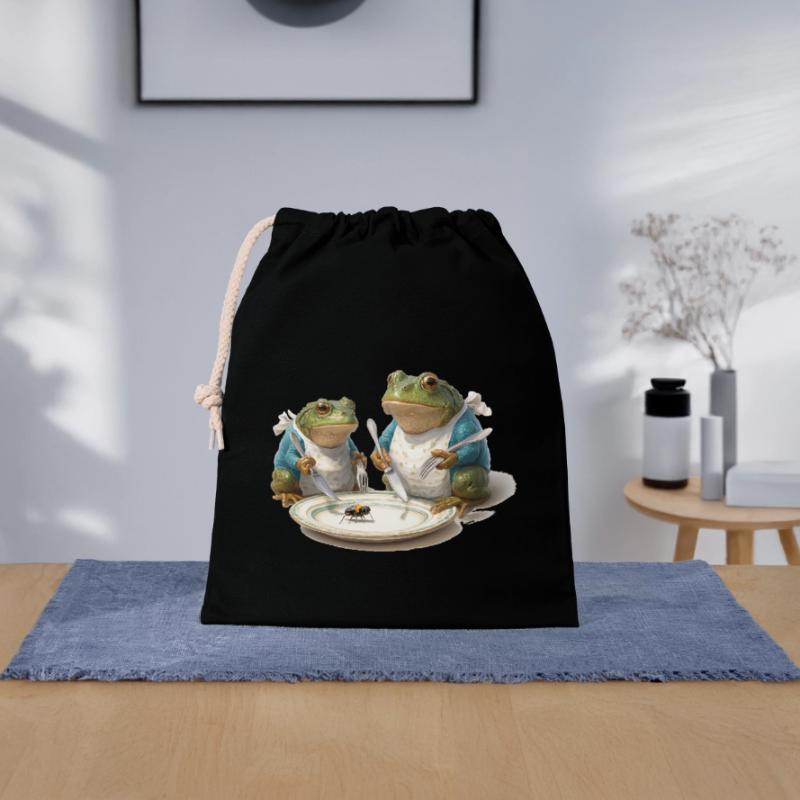 Frog Dinner: Fly on a Plate Closable cotton gift bag (25x30cm)