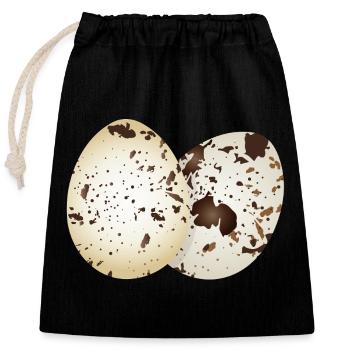 Œufs de caille dessinés dans des couleurs naturelles - Sac cadeau en coton avec cordon (25 x 30 cm) - noir - Devant