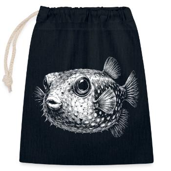 Kugelfisch - Verschließbarer Geschenkbeutel aus Baumwolle (25x30cm) - Navy - Vorne