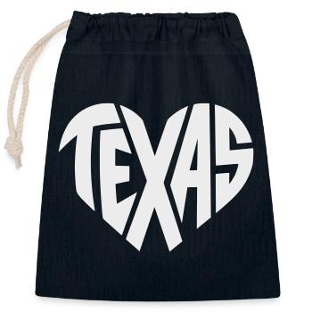 Texas Heart Typography - Closable cotton gift bag (25x30cm) - navy - Front
