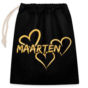 Vorname Maarten - Verschließbarer Geschenkbeutel aus Baumwolle (25x30cm) - Schwarz - Vorne