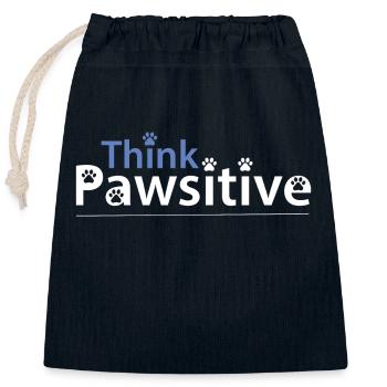 Think Pawsitive Think Positive Dog Pun - Closable cotton gift bag (25x30cm) - navy - Front