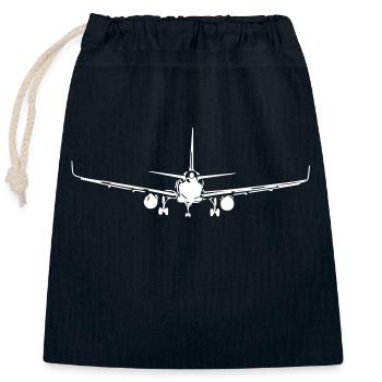 Vintage plane in approach - Closable cotton gift bag (25x30cm) - navy - Front
