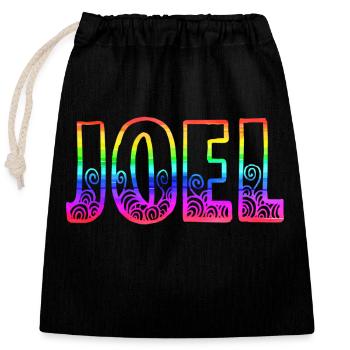 joel rs arc-en-ciel - Sac cadeau en coton avec cordon (25 x 30 cm) - noir - Devant