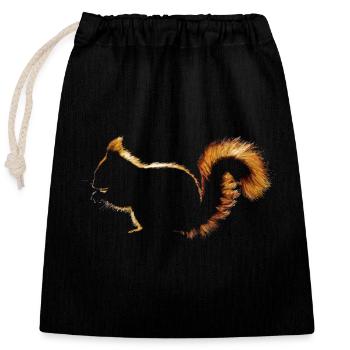 Écureuil - Sac cadeau en coton avec cordon (25 x 30 cm) - noir - Devant