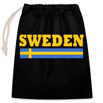 Suède - Sac cadeau en coton avec cordon (25 x 30 cm) - noir - Devant