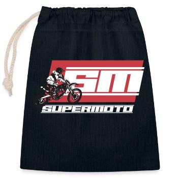SM SUPER MOTO rot - Verschließbarer Geschenkbeutel aus Baumwolle (25x30cm) - Navy - Vorne