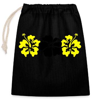 Hibiscus Flowers - Closable cotton gift bag (25x30cm) - black - Front
