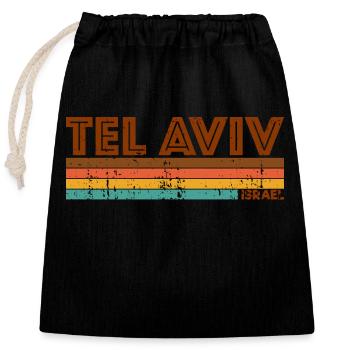 Vintage 1980s Style Tel Aviv Israel - Sac cadeau en coton avec cordon (25 x 30 cm) - noir - Devant