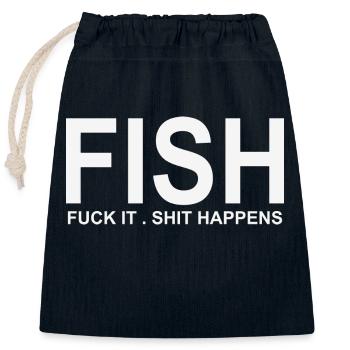 POISSON - Sac cadeau en coton avec cordon (25 x 30 cm) - bleu marine - Devant