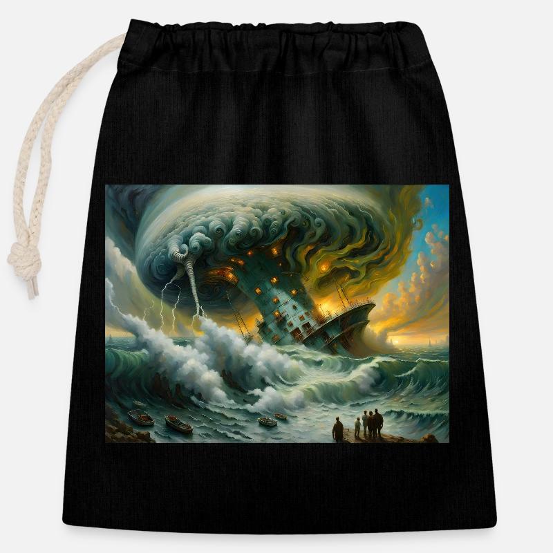 Nature's Fury #8 - Closable cotton gift bag (25x30cm) - black