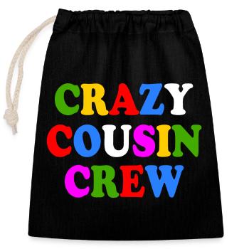 Crazy cousin crew - Verschließbarer Geschenkbeutel aus Baumwolle (25x30cm) - Schwarz - Vorne