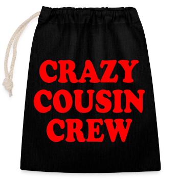 Crazy cousin crew - Verschließbarer Geschenkbeutel aus Baumwolle (25x30cm) - Schwarz - Vorne