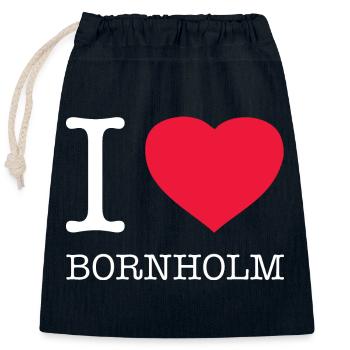 I LOVE BORNHOLM - Verschließbarer Geschenkbeutel aus Baumwolle (25x30cm) - Navy - Vorne