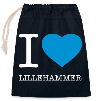 I LOVE LILLEHAMMER - Verschließbarer Geschenkbeutel aus Baumwolle (25x30cm) - Navy - Vorne