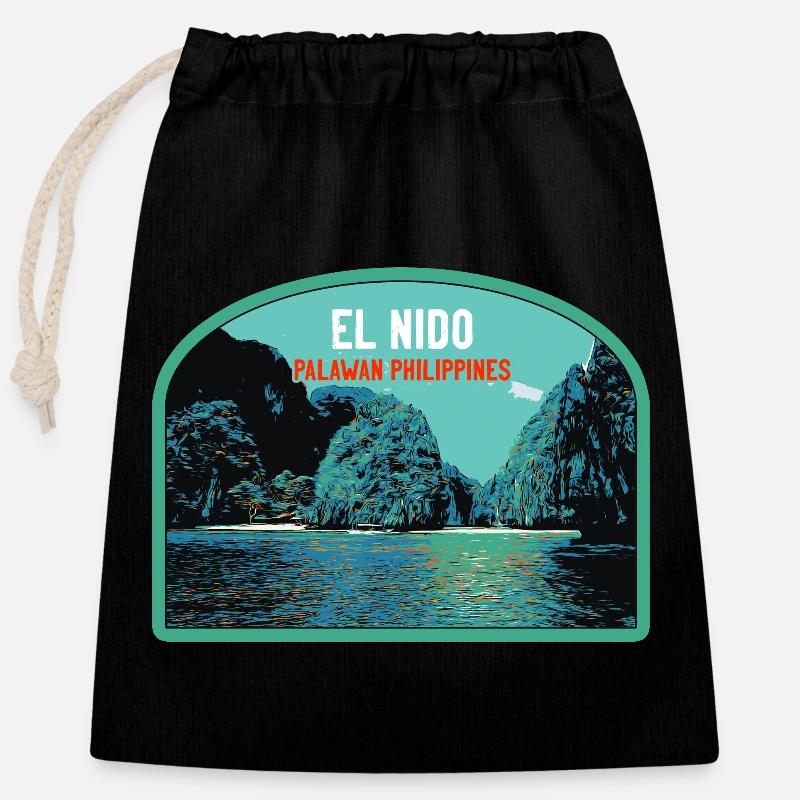 El Nido, Palawan, Philippines, Amazing Cliffs - Closable cotton gift bag (25x30cm) - black
