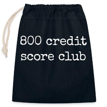 Club de pointage de crédit 800 - La conscience financière avec style - Sac cadeau en coton avec cordon (25 x 30 cm) - bleu marine - Devant