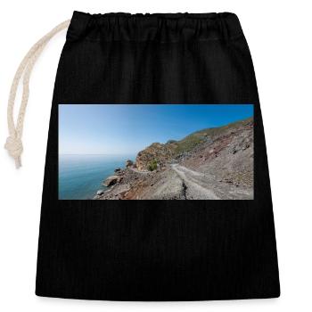 Formation rocheuse sur le littoral Therma Springs - Sac cadeau en coton avec cordon (25 x 30 cm) - noir - Devant