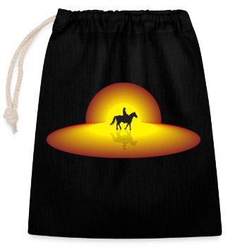 Cowboy Saturn - Closable cotton gift bag (25x30cm) - black - Front