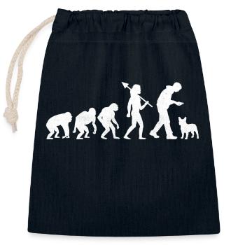 Evolution Bouledogue Français Frenchie Dog Lover Bulldo - Sac cadeau en coton avec cordon (25 x 30 cm) - bleu marine - Devant