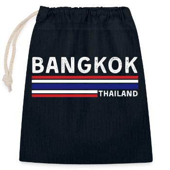 Bangkok Thailand Flag T-Shirt - Closable cotton gift bag (25x30cm) - navy - Front