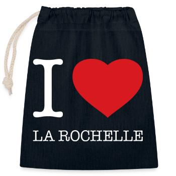 J’ADORE LA ROCHELLE - Sac cadeau en coton avec cordon (25 x 30 cm) - bleu marine - Devant