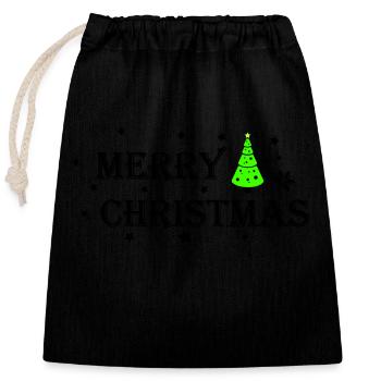 Merry Christmas - Closable cotton gift bag (25x30cm) - black - Front