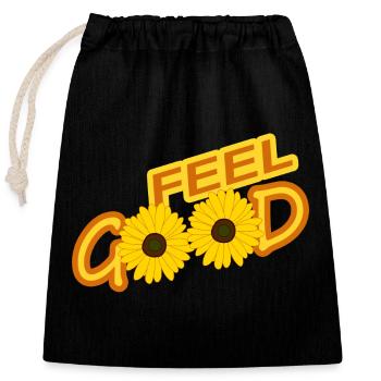 FEEL GOOD - Verschließbarer Geschenkbeutel aus Baumwolle (25x30cm) - Schwarz - Vorne