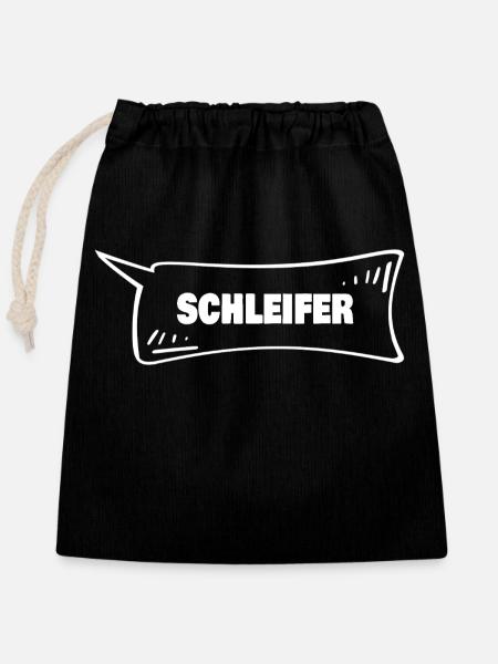 Sprechblase Schleifer - Verschließbarer Geschenkbeutel aus Baumwolle (25x30cm) - Schwarz