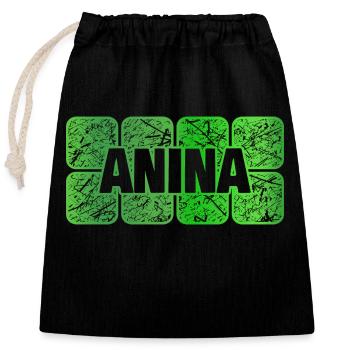 Anina as a given name - Closable cotton gift bag (25x30cm) - black - Front