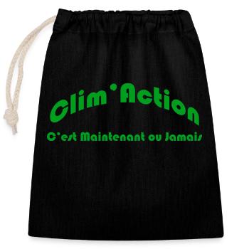 Clim Action pour une protection de l'environnement - Sac cadeau en coton avec cordon (25 x 30 cm) - noir - Devant