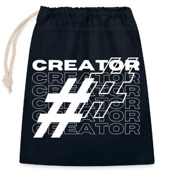 Créateur Hashtag Typographie - Sac cadeau en coton avec cordon (25 x 30 cm) - bleu marine - Devant