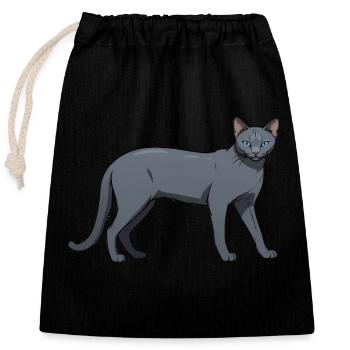 Bleu Russe - Chat mignon Sticker - Sac cadeau en coton avec cordon (25 x 30 cm) - noir - Devant