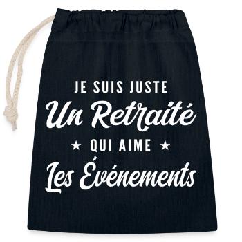 Retired Events Enthusiast - Closable cotton gift bag (25x30cm) - navy - Front