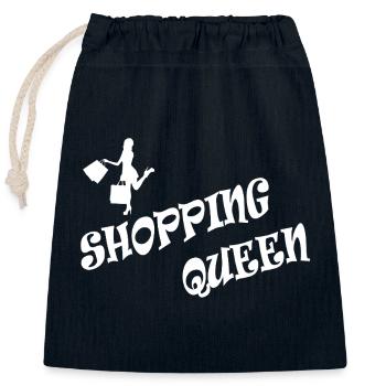 SHOPPING QUEEN - Verschließbarer Geschenkbeutel aus Baumwolle (25x30cm) - Navy - Vorne