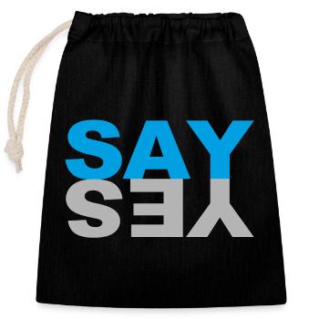 Say Yes - Sac cadeau en coton avec cordon (25 x 30 cm) - noir - Devant
