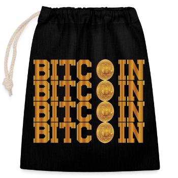 Bitcoin - Closable cotton gift bag (25x30cm) - black - Front