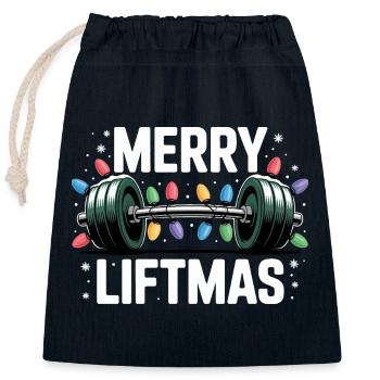 Barbe d’haltérophilie de Noël Merry Liftmas - Sac cadeau en coton avec cordon (25 x 30 cm) - bleu marine - Devant
