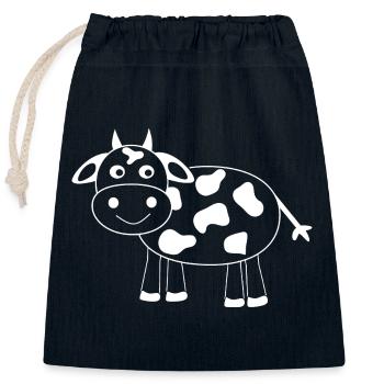 Kuh weiß Geschenk Bauern - Verschließbarer Geschenkbeutel aus Baumwolle (25x30cm) - Navy - Vorne