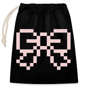 Pink Pixel Bow - Verschließbarer Geschenkbeutel aus Baumwolle (25x30cm) - Schwarz - Vorne