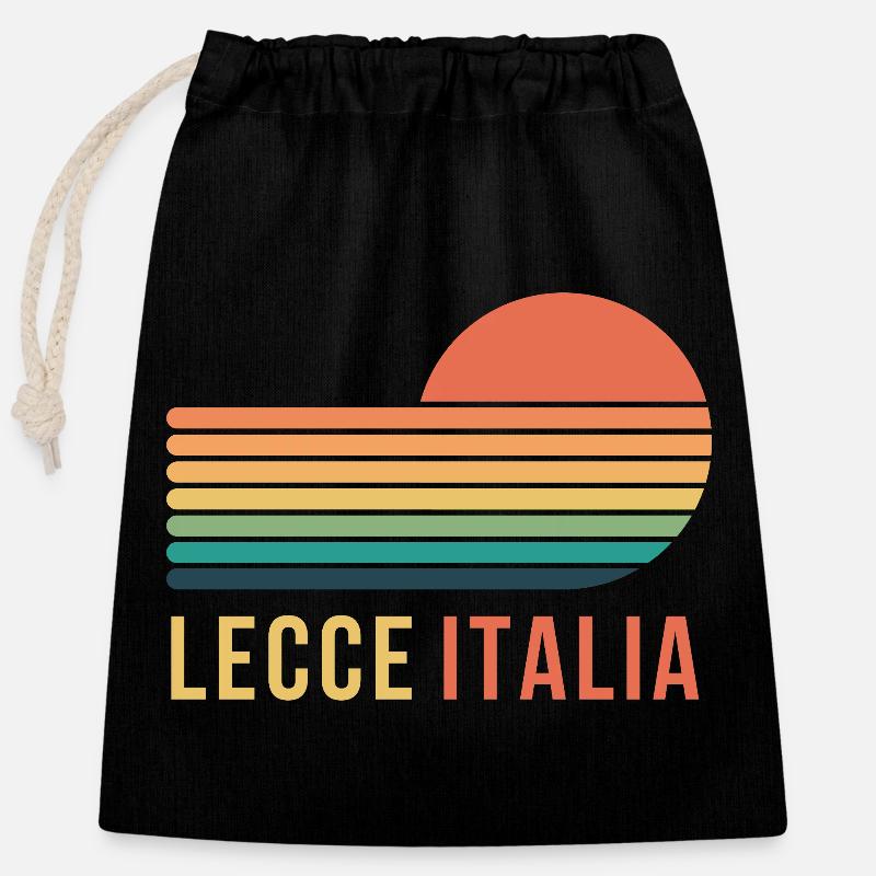 Lecce, Italien - Verschließbarer Geschenkbeutel aus Baumwolle (25x30cm) - Schwarz