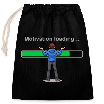 Motivationslade... Bitte warten Sie - Verschließbarer Geschenkbeutel aus Baumwolle (25x30cm) - Schwarz - Vorne