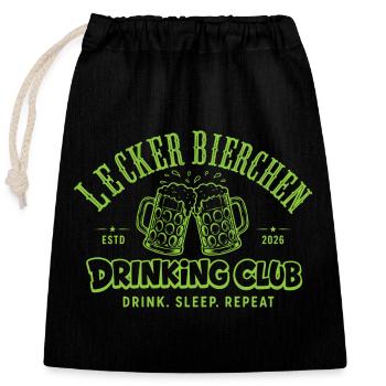 Club de Bière Délicieuse | Malle Daydrinking - Sac cadeau en coton avec cordon (25 x 30 cm) - noir - Devant