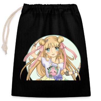 Manga - Closable cotton gift bag (25x30cm) - black - Front